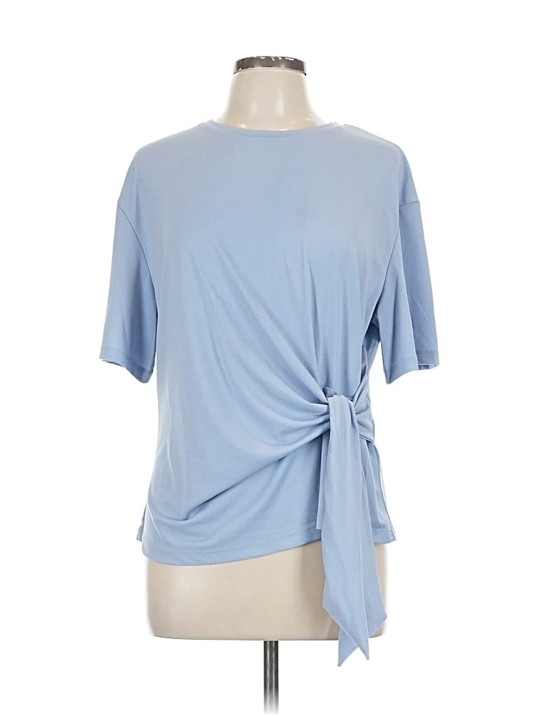 Pre-owned H&m Short Sleeve Top Blue Keyhole Neckline Tops