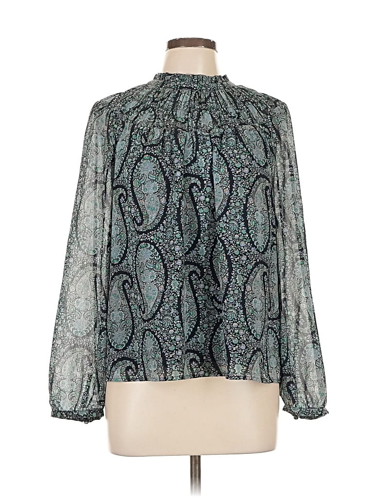 Pre-owned J.crew Factory Store Long Sleeve Blouse In Blue