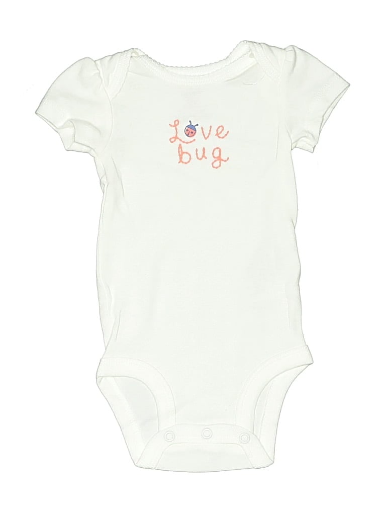 Pre-owned Carter's Babies' Short Sleeve Onesie In White