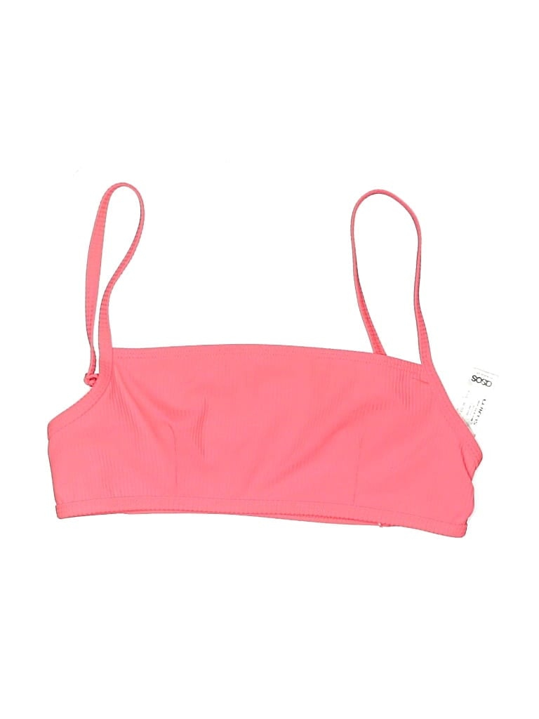 Pre-owned Asos Design Swimsuit Top Pink Solid Pattern Swimwear