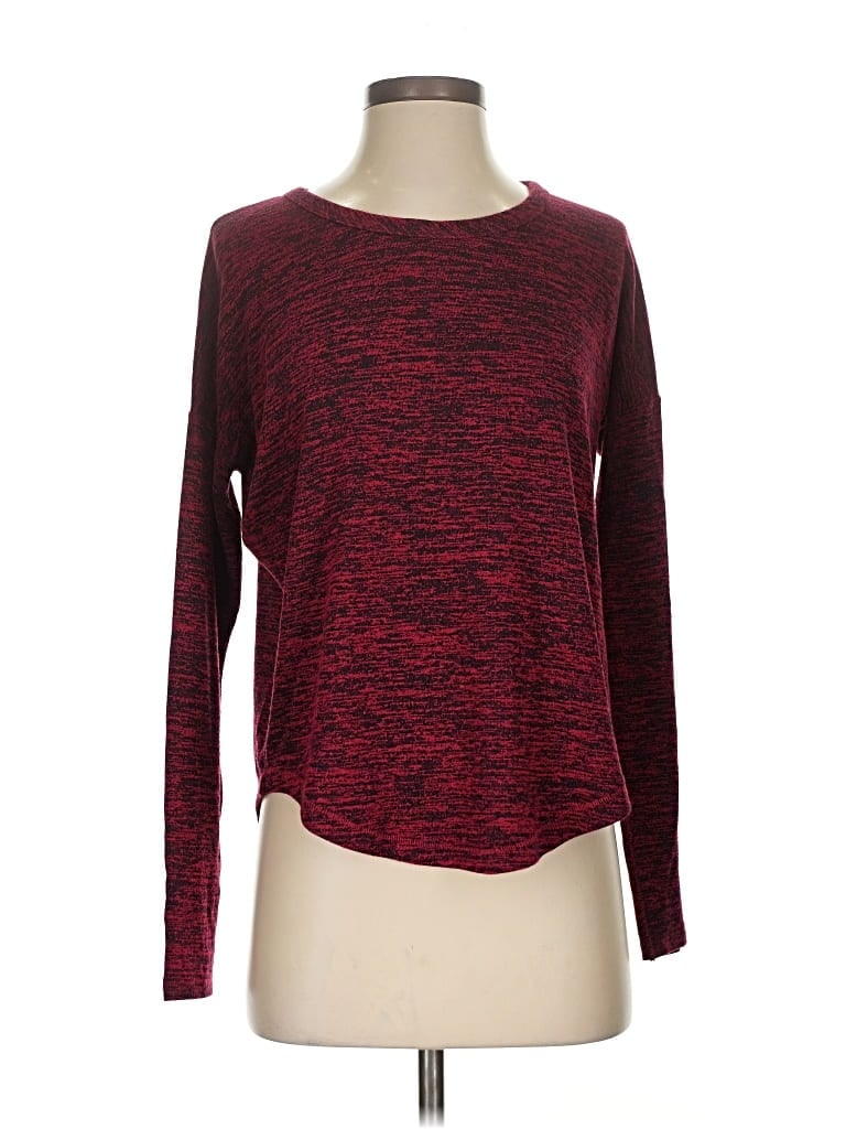 Pre-owned Rag & Bone Long Sleeve Top Burgundy Solid Pattern Crew Neck Tops