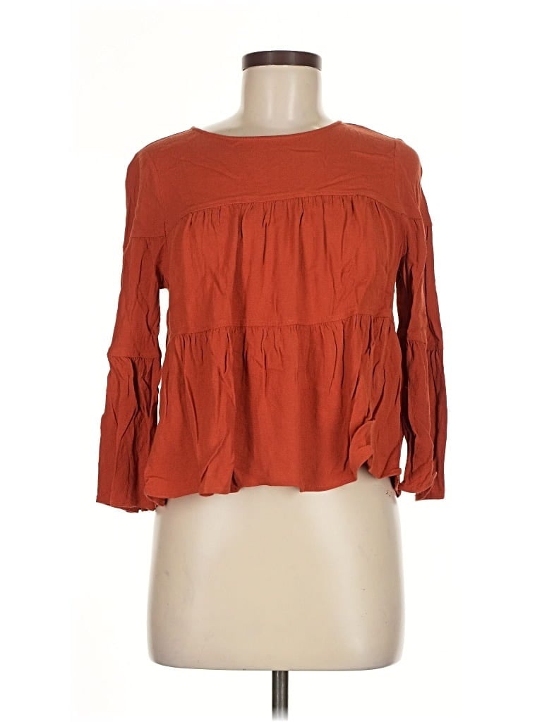 Pre-owned Madewell 3/4 Sleeve Blouse In Orange