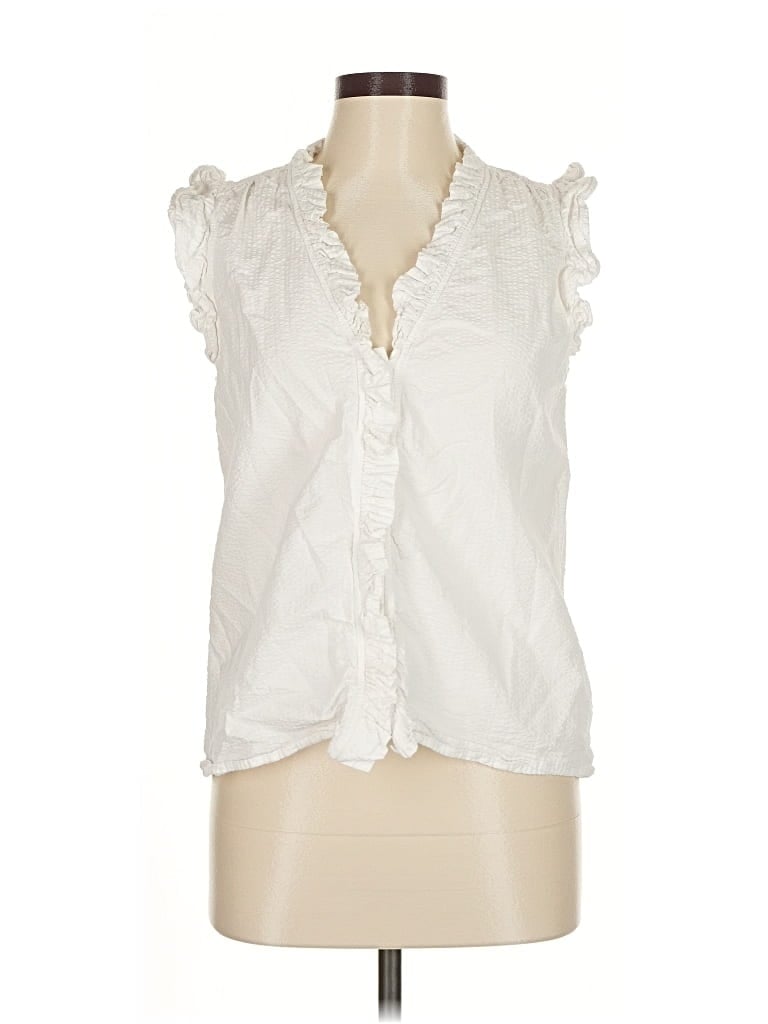 Pre-owned J.crew Factory Store Sleeveless Blouse In White