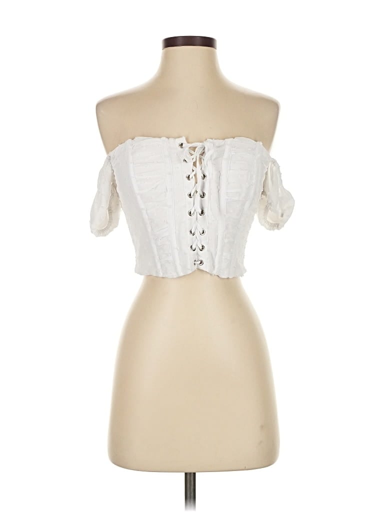 Pre-owned Guess Sleeveless Blouse In White