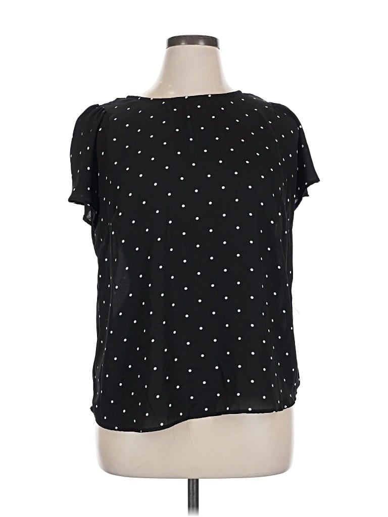 Pre-owned Cece Short Sleeve Top Black Polka Dots Pattern Sweetheart Neckline Tops