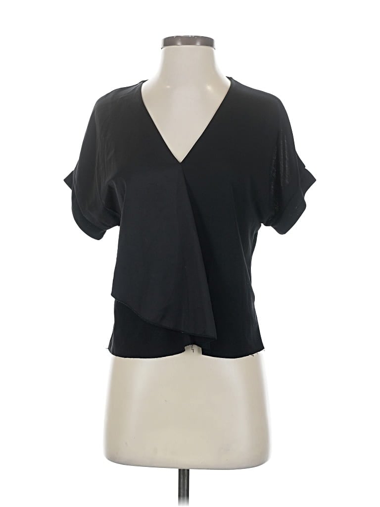 Pre-owned Zara W&b Collection Short Sleeve Blouse In Black