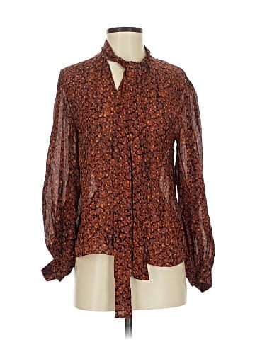 Theory Long Sleeve Silk Top (view 1)