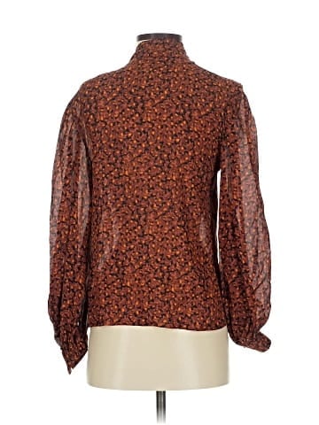 Theory Long Sleeve Silk Top (view 2)