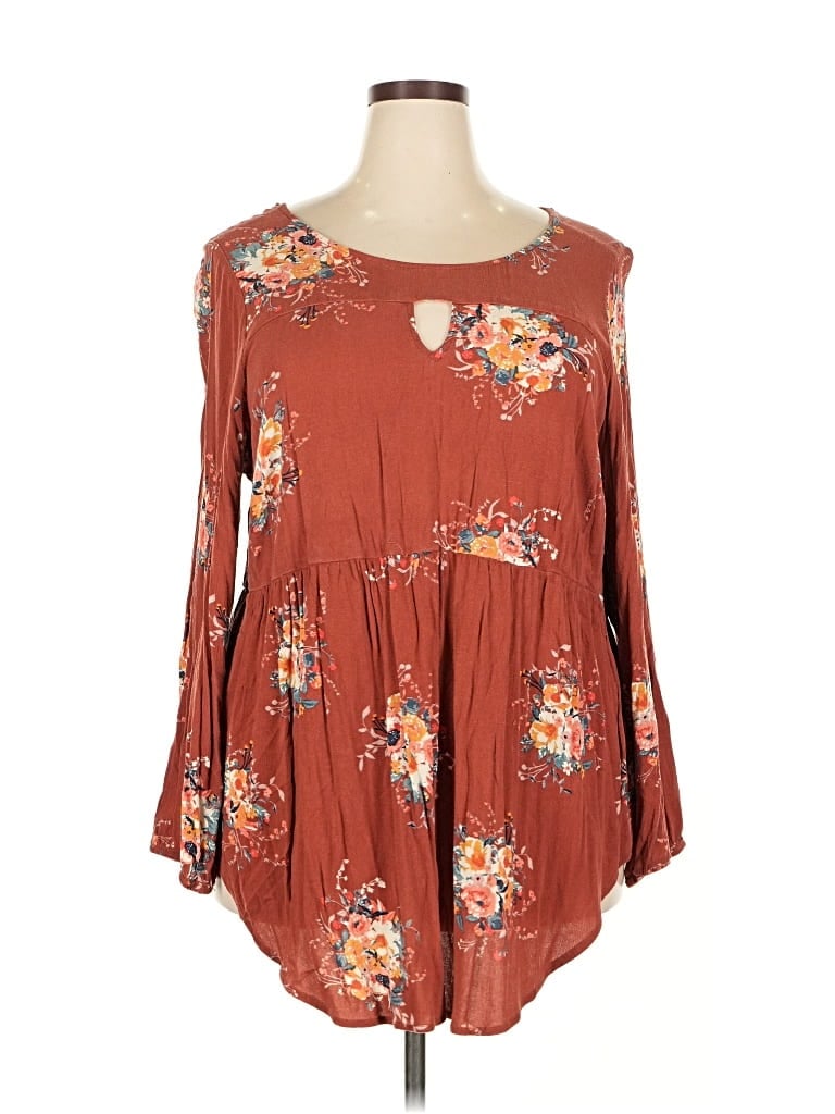 Pre-owned Torrid Long Sleeve Blouse In Brown