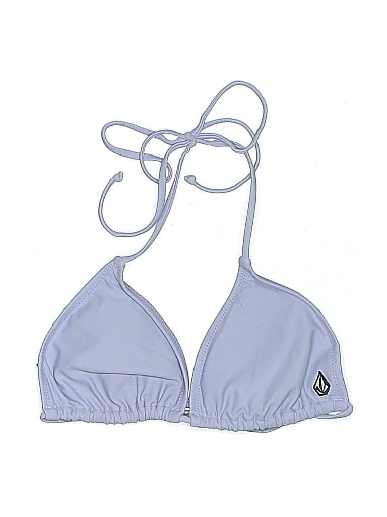 Pre-owned Volcom Swimsuit Top Gray Solid Pattern Swimwear