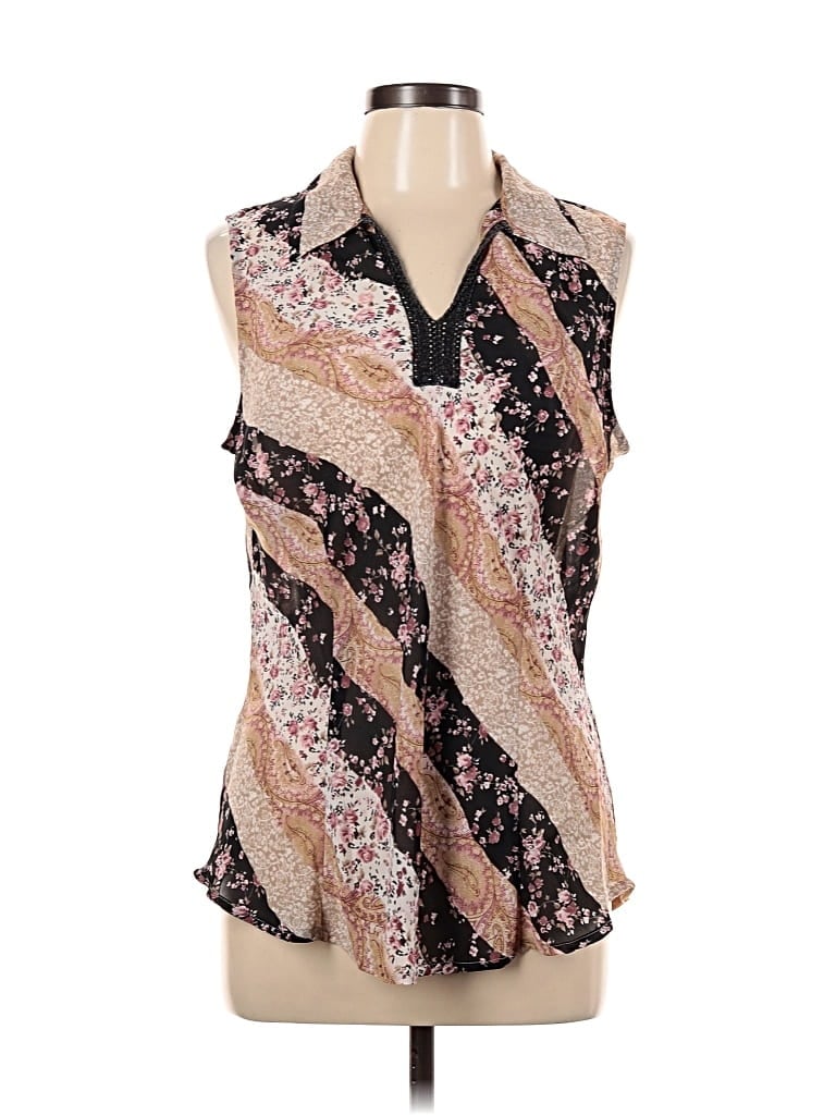 Pre-owned Fred David Sleeveless Blouse In Brown