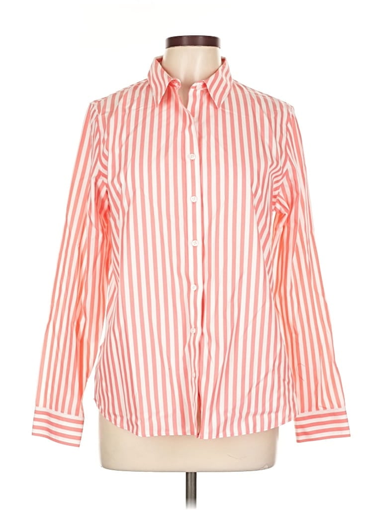 Pre-owned Lands' End Long Sleeve Button Down Shirt In Orange