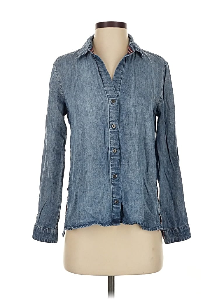 Pre-owned Cloth & Stone X Anthropologie Long Sleeve Button Down Shirt In Blue