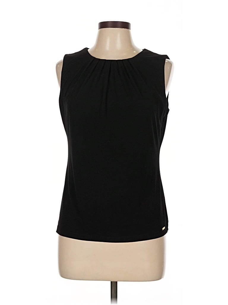 Pre-owned Calvin Klein Sleeveless Top Black Keyhole Neckline Tops
