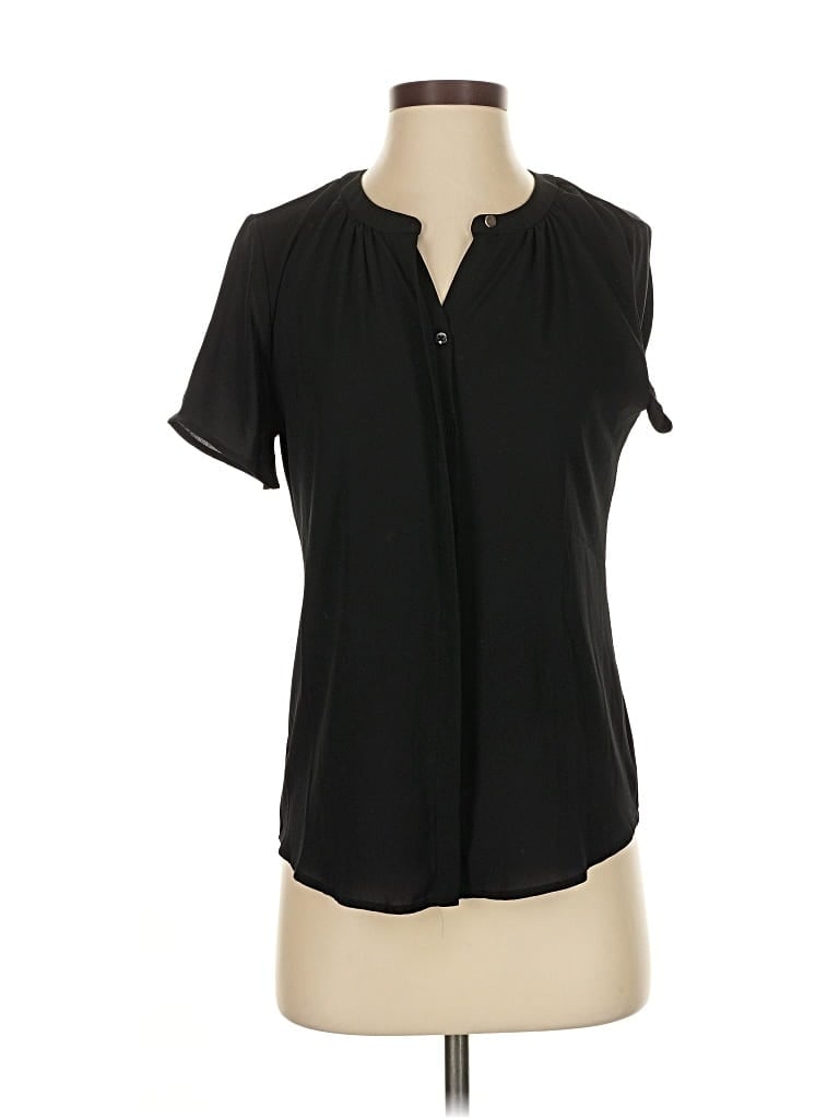 Pre-owned Ann Taylor Short Sleeve Blouse In Black