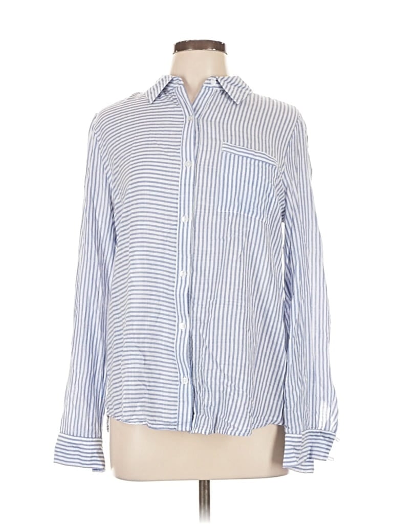 Pre-owned Fortune + Ivy Long Sleeve Button Down Shirt In Blue