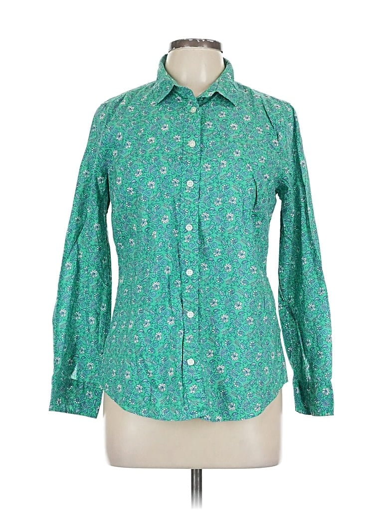 Pre-owned J.crew Factory Store Long Sleeve Button Down Shirt In Green