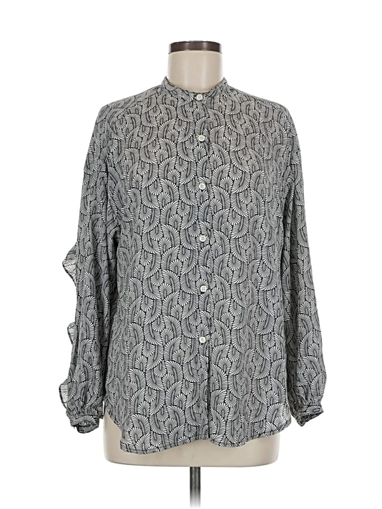 Pre-owned Max Studio Long Sleeve Blouse In Gray