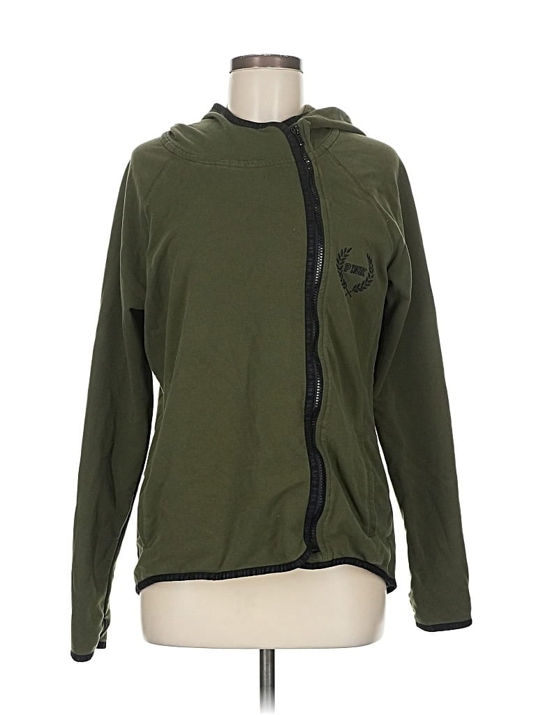 Pre-owned Victoria's Secret Pink Zip Up Hoodie In Green