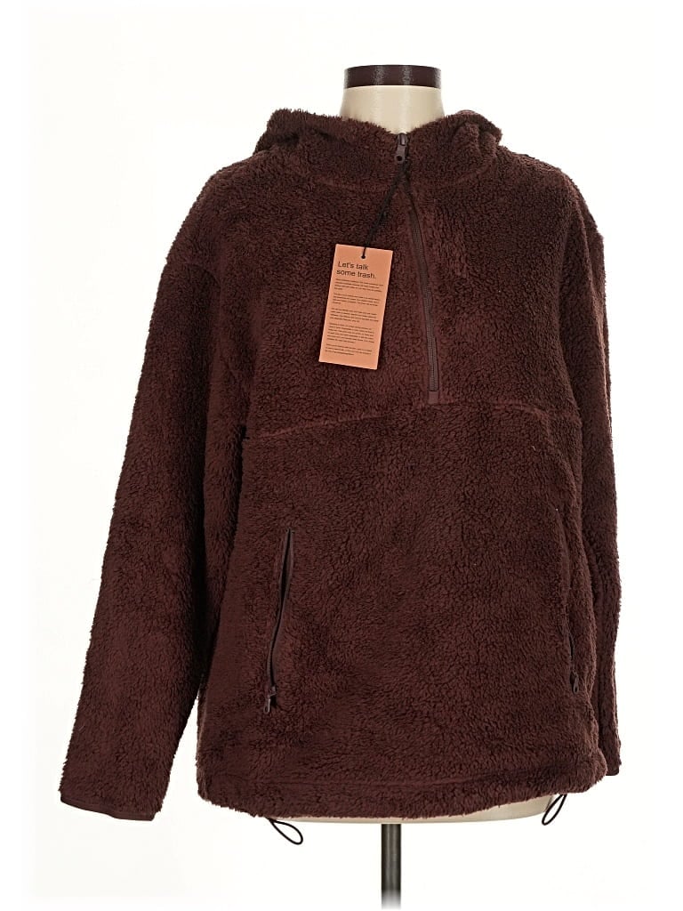 Pre-owned Girlfriend Collective Fleece Jacket In Brown