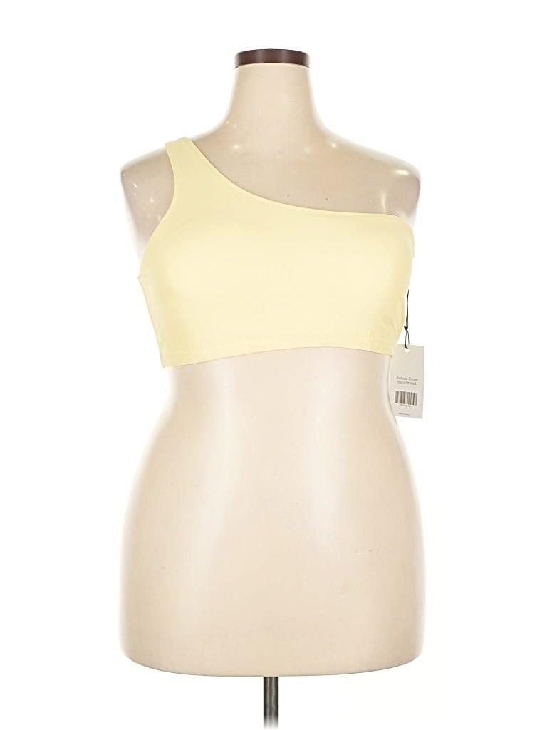 Pre-owned Girlfriend Collective Tank Top Yellow One Shoulder Neckline Tops