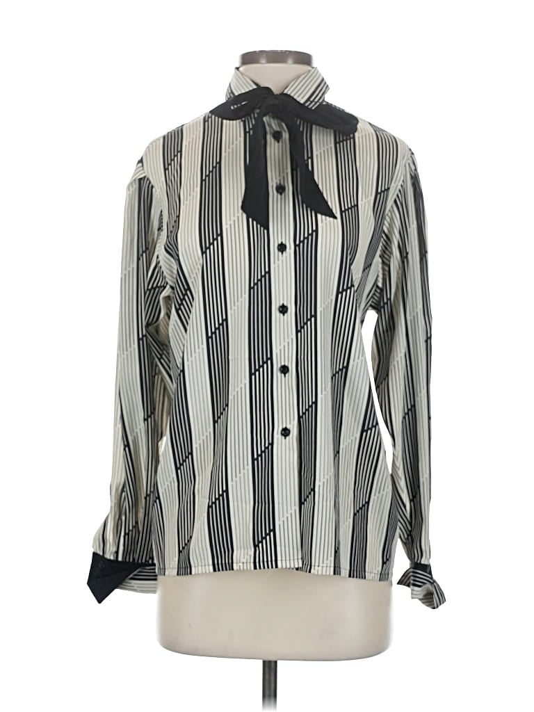 Pre-owned Jaeger Long Sleeve Blouse In Black