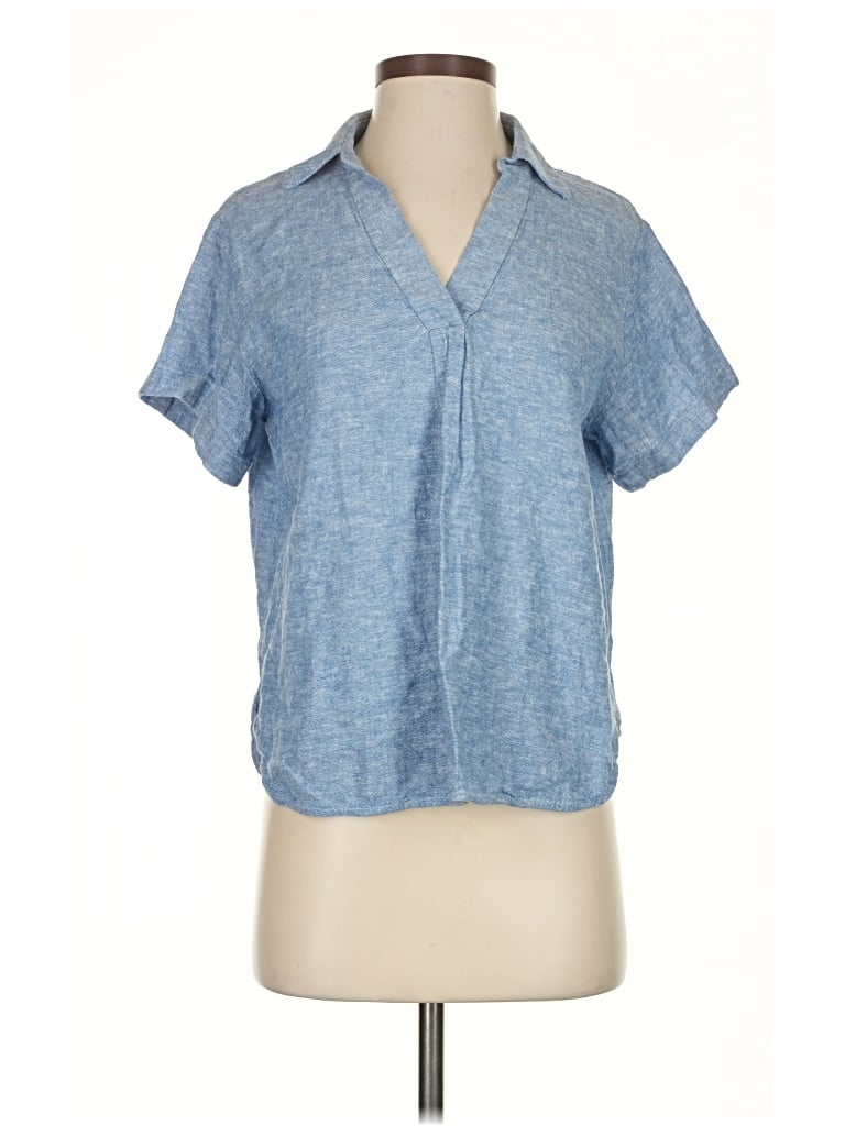 Pre-owned Banana Republic Factory Store Short Sleeve Blouse In Blue