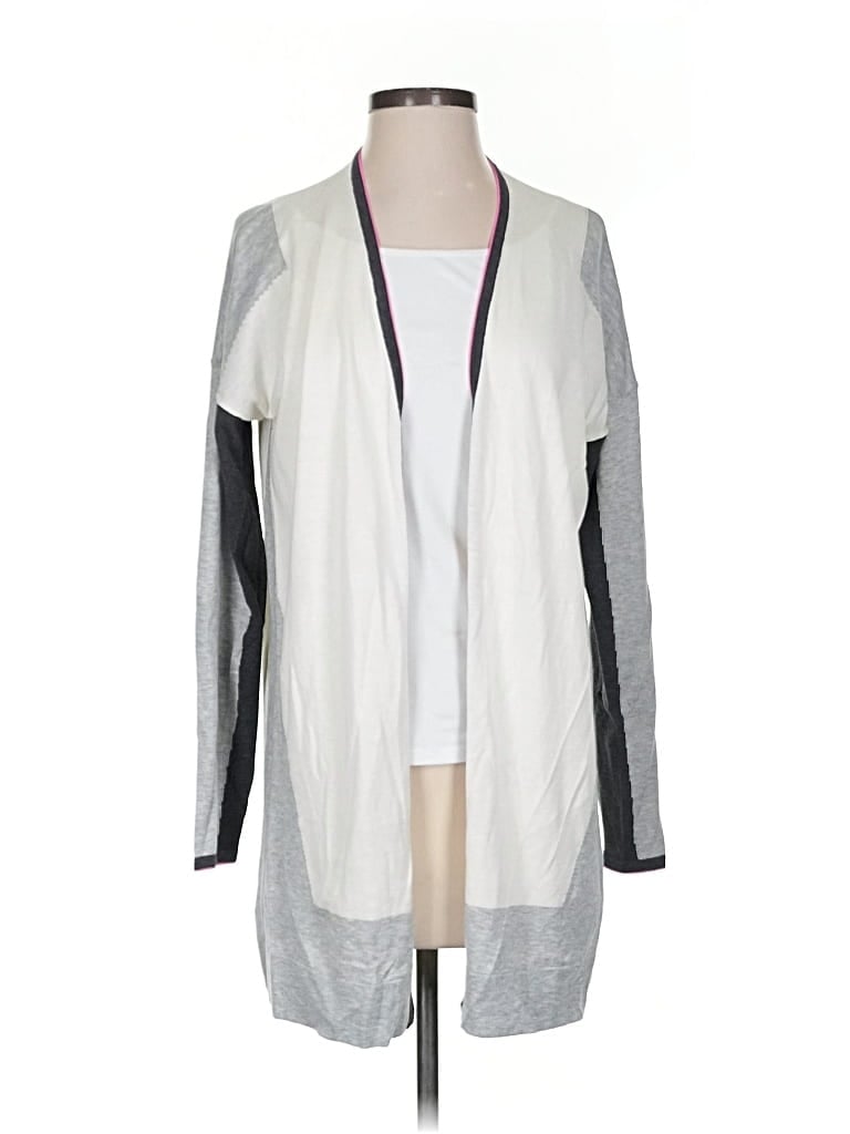 Pre-owned Assorted Brands Silk Cardigan Sweater In White