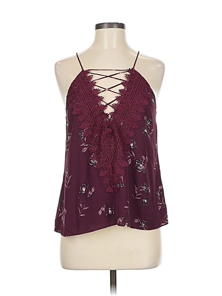 Pre-owned Wayf Sleeveless Blouse In Burgundy