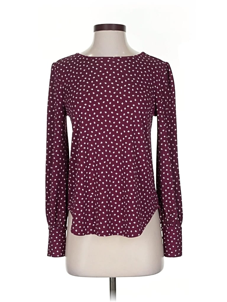 Pre-owned Ann Taylor Long Sleeve T-shirt In Burgundy