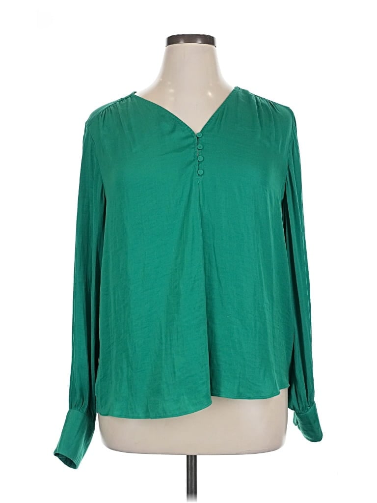 Pre-owned Maison D' Amelie Long Sleeve Henley Shirt In Green