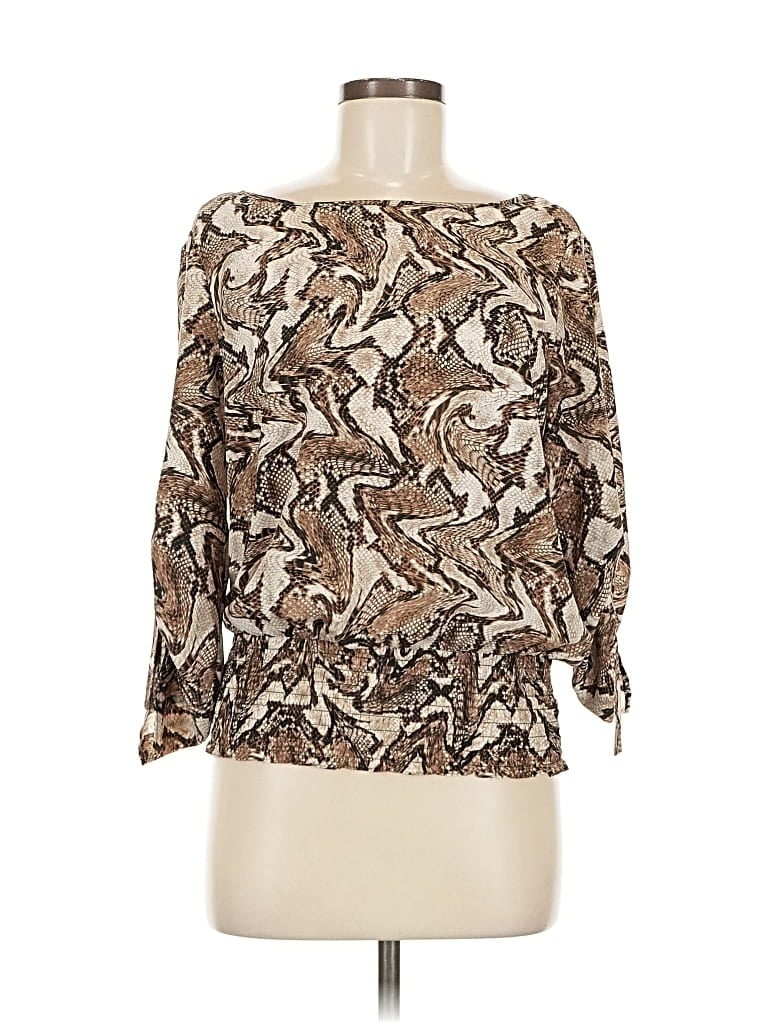 Pre-owned Michael Michael Kors 3/4 Sleeve Blouse In Brown
