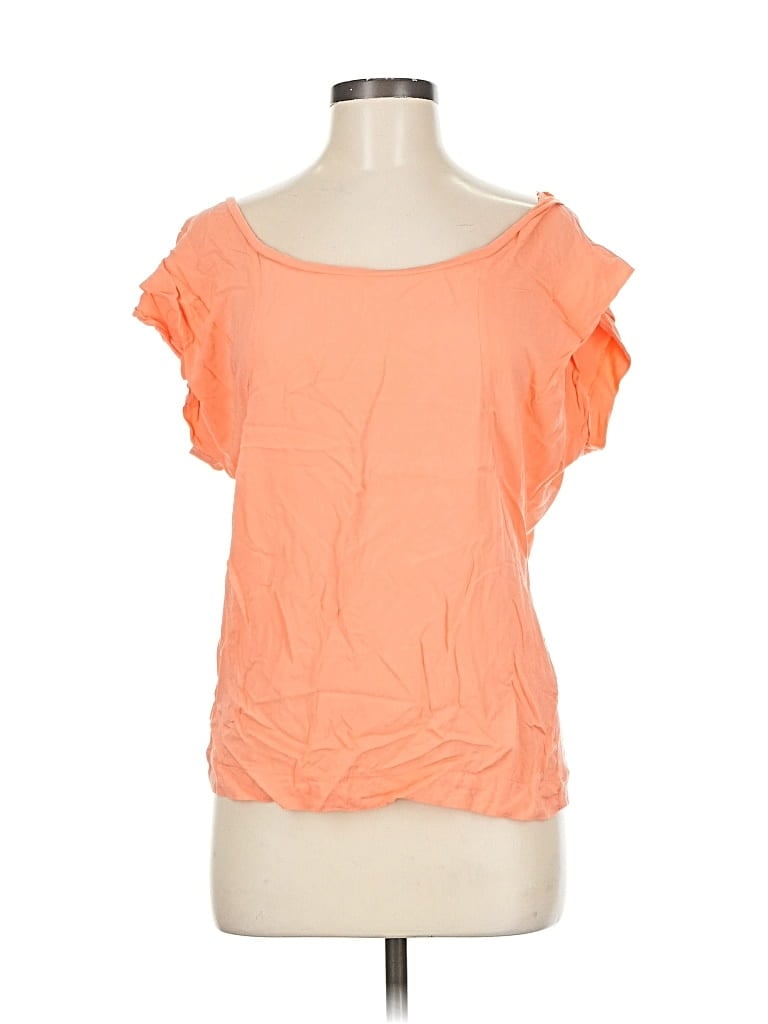 Pre-owned Trafaluc By Zara Short Sleeve Top Orange Cold Shoulder Neckline Tops