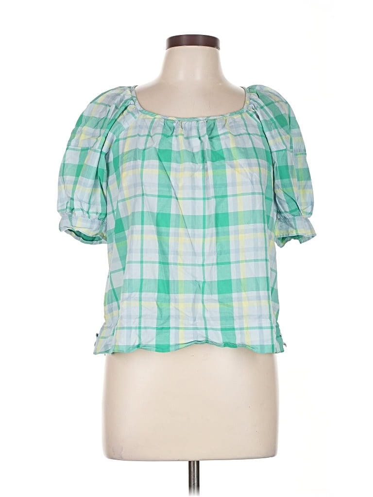 Pre-owned Free Assembly Short Sleeve Blouse In Green