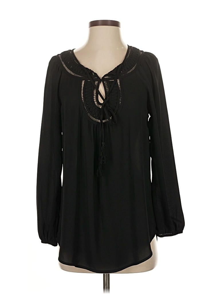 Pre-owned Daniel Rainn Long Sleeve Blouse In Black