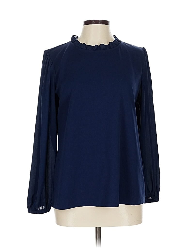 Pre-owned Ann Taylor Long Sleeve Blouse In Blue
