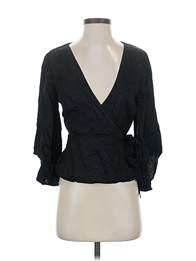 Pre-owned Finders 3/4 Sleeve Blouse In Black