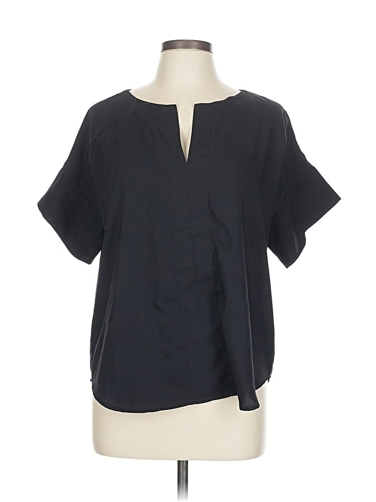 Pre-owned Ann Taylor Short Sleeve Blouse In Black