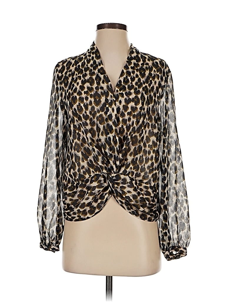 Pre-owned Heartloom Long Sleeve Blouse In Brown