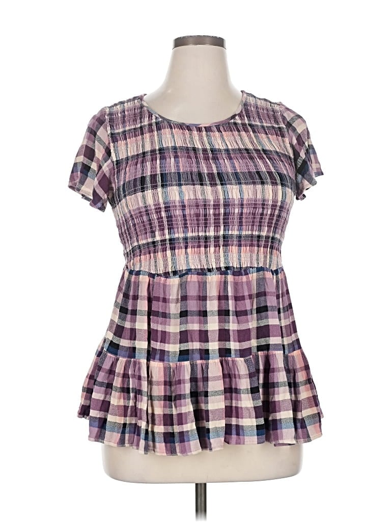Pre-owned Torrid Short Sleeve Blouse In Purple