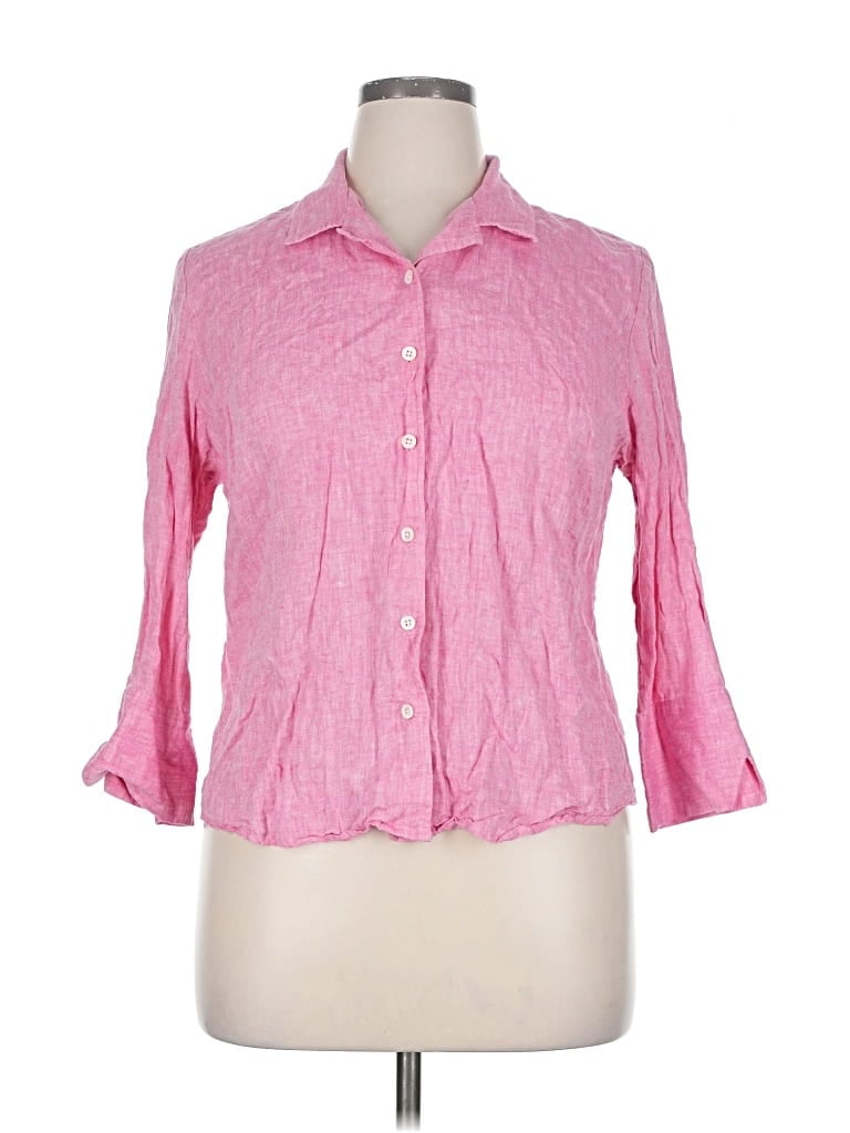Pre-owned Façonnable 3/4 Sleeve Button Down Shirt In Pink