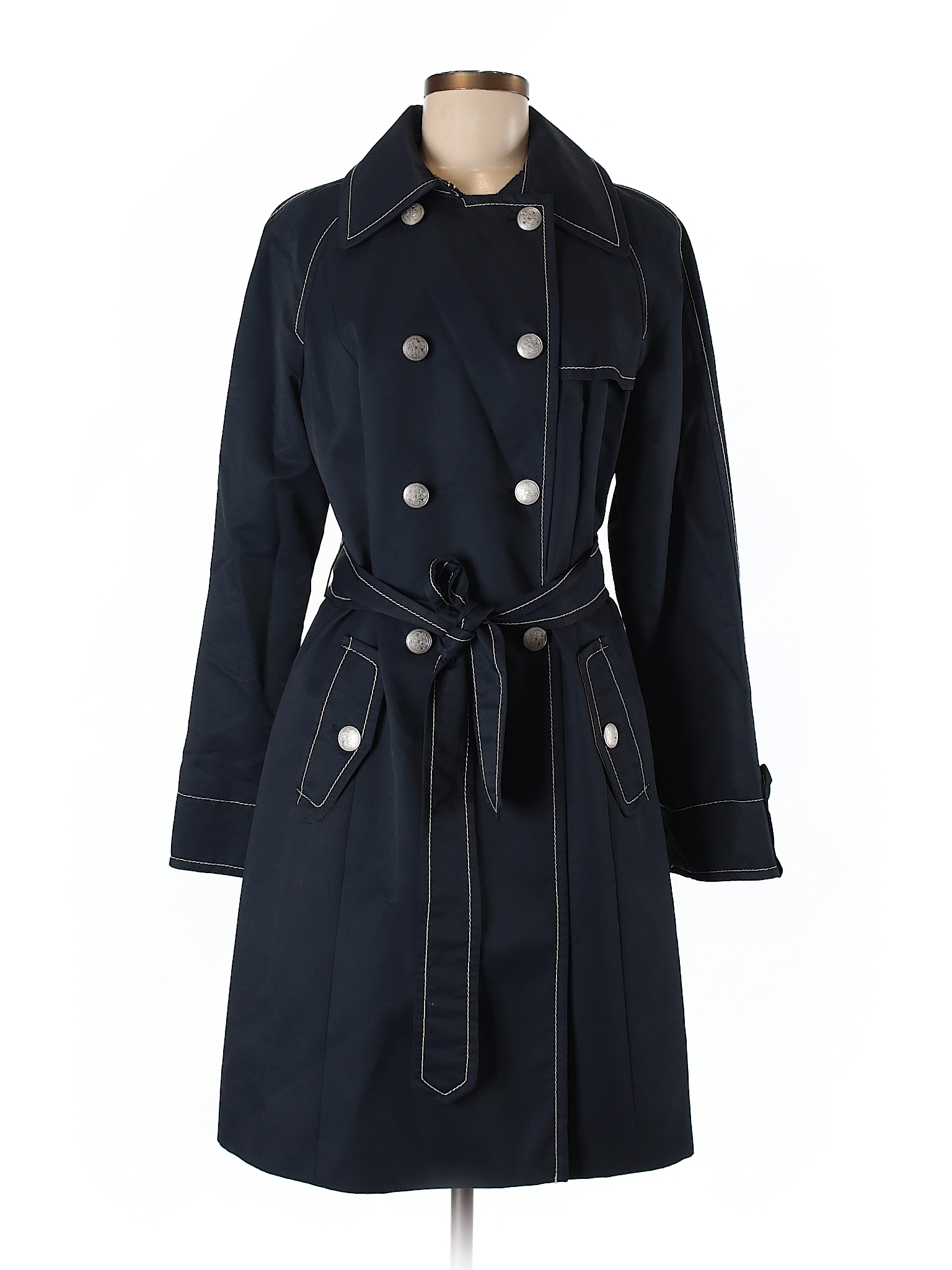 Ann Taylor LOFT Solid Navy Blue Trenchcoat Size 10 - 63% off | thredUP