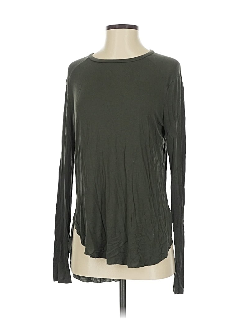 Pre-owned Halogen Long Sleeve T-shirt In Green
