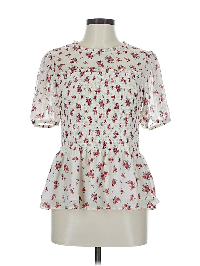 Pre-owned Torrid Short Sleeve Blouse In White