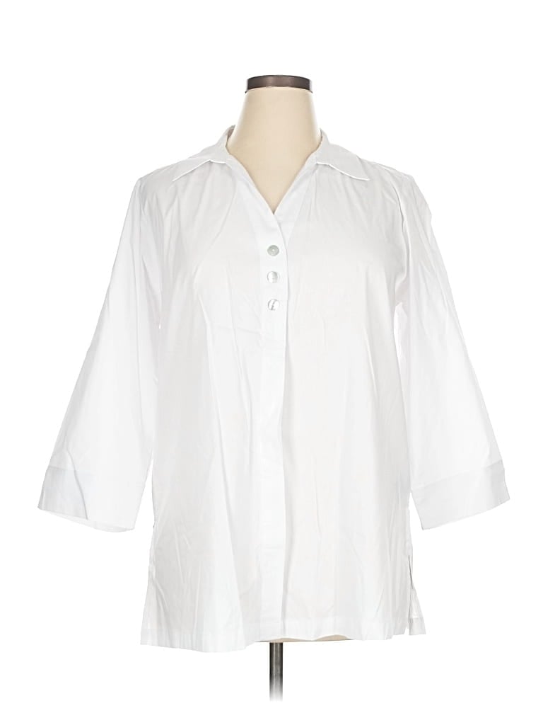 Pre-owned Zac & Rachel 3/4 Sleeve Button Down Shirt In White