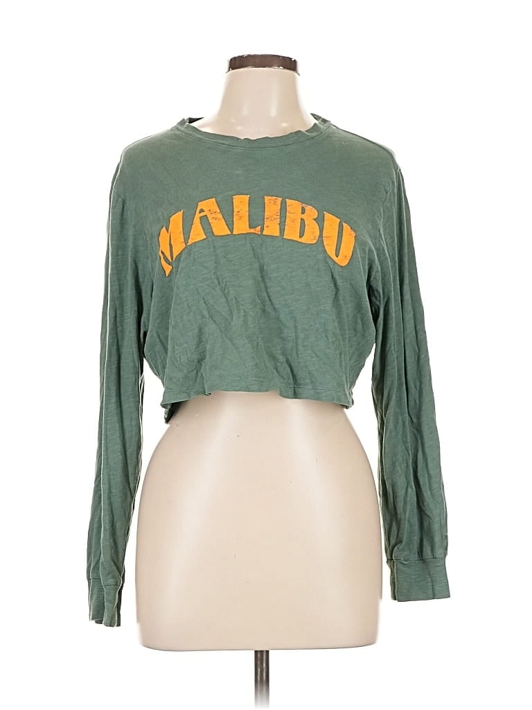 Pre-owned Victoria's Secret Pink Long Sleeve T-shirt In Green