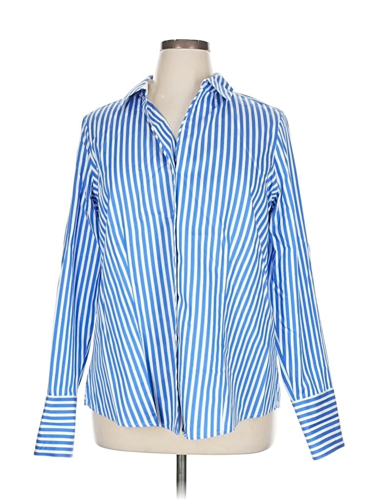 Pre-owned Foxcroft Long Sleeve Blouse In Blue