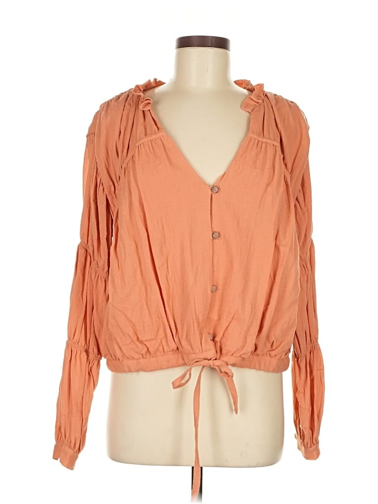 Pre-owned Love, Whit By Whitney Port Long Sleeve Blouse In Orange