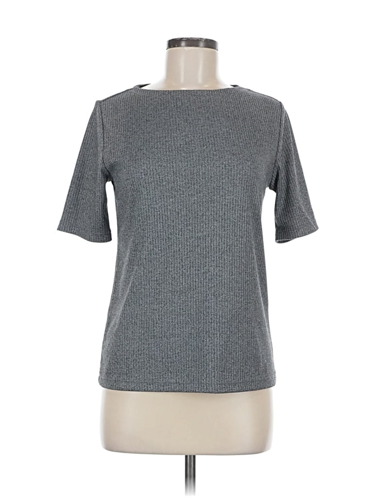 Pre-owned Uniqlo Short Sleeve Top Gray Crew Neck Tops