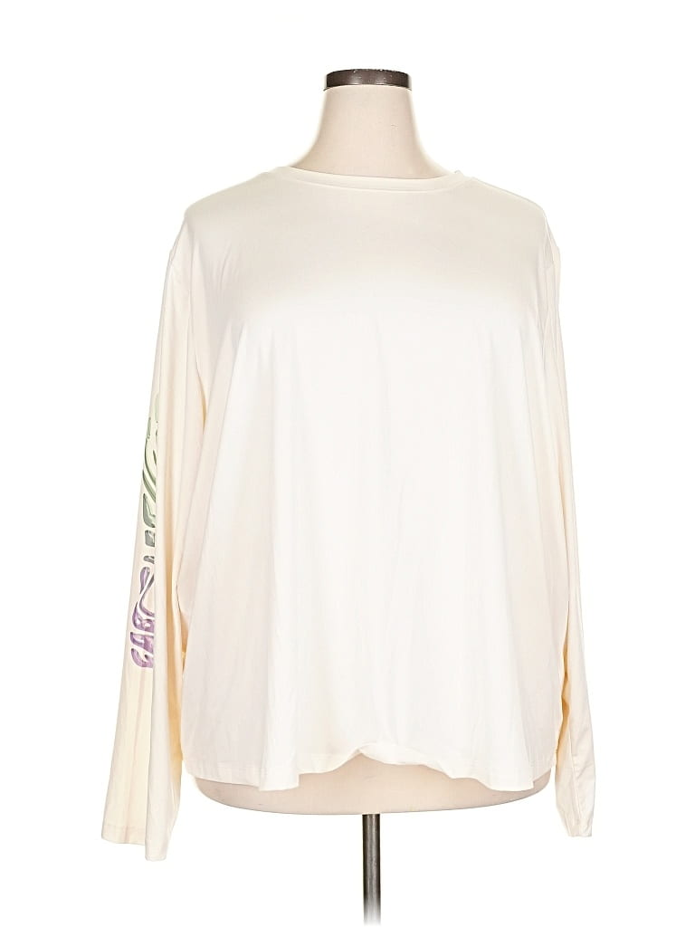 Pre-owned Fabletics Long Sleeve Top Ivory Boatneck Tops In White